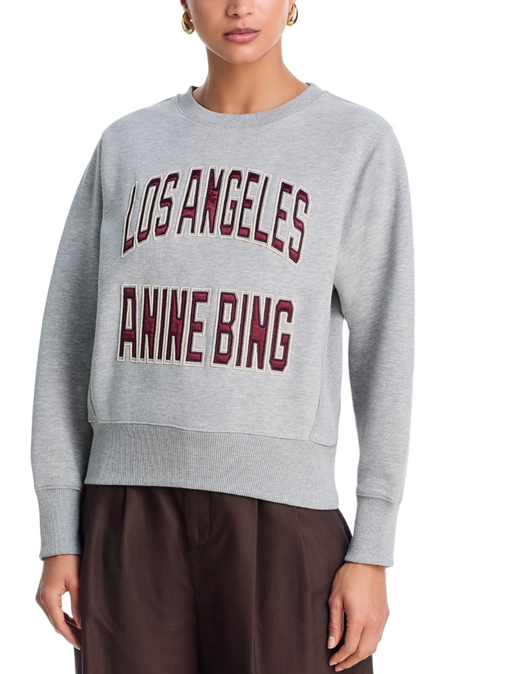 NWT Anine Bing Harry Shrunken Sweatshirt Size S Grey/Burgundy